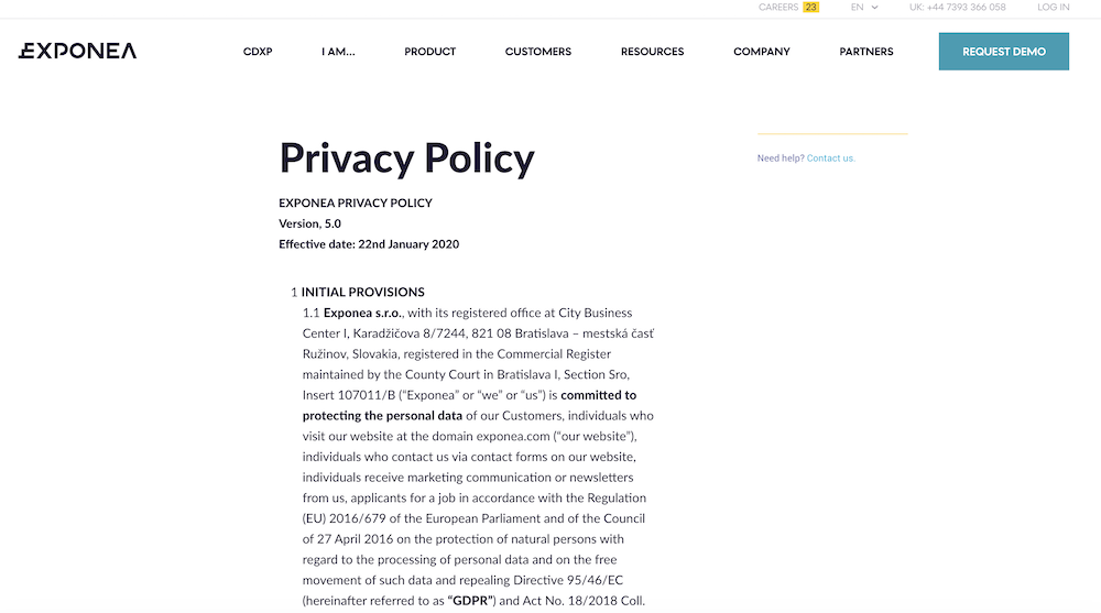 Privacy Policy Template from exponea